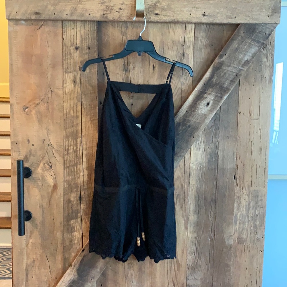 NWT Chaser Lace Surplice Drawstring Waist Vent Romper S